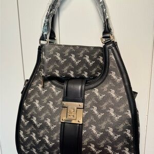 Elegant Black and Gray Women's Bag & matching wallet brand Fashion Boutique